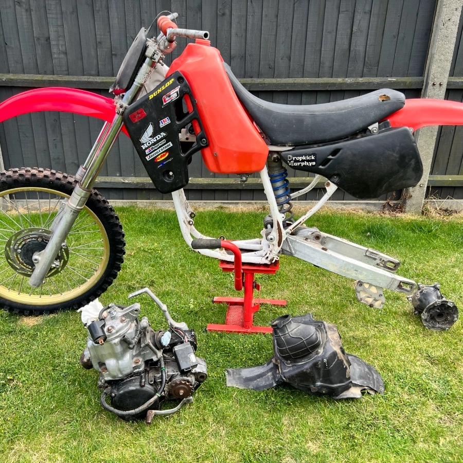 Widowmakertrader vintage & classic motorcycle sales item 1987 Honda CR500 Parts Bike Project for sale image,  Barn Finds, barn find,  Servicing,  Kawasaki kx500, big bore 2 strokes,  Yamaha WR500,  Motorcycle trade-insDiscover why Widowmakertrader is the preferred choice for vintage & classic motorcycle sales in St Neots, .